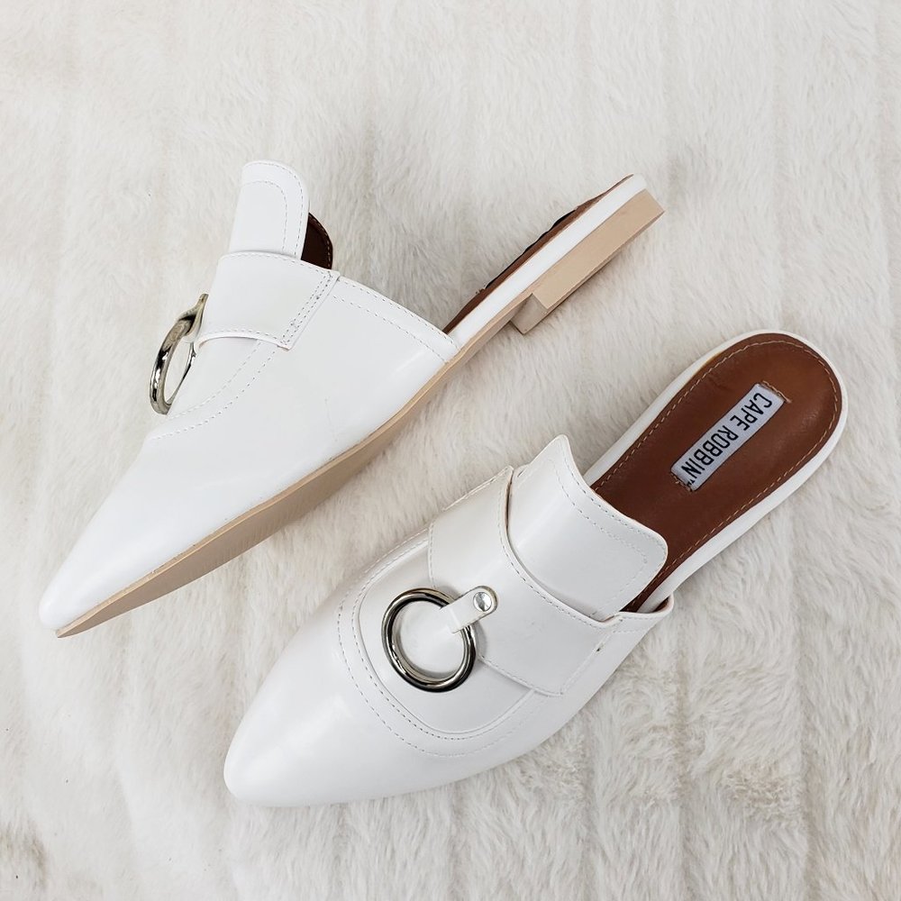 White Flat Mules Clog slides Slippers - Picture 3 of 8